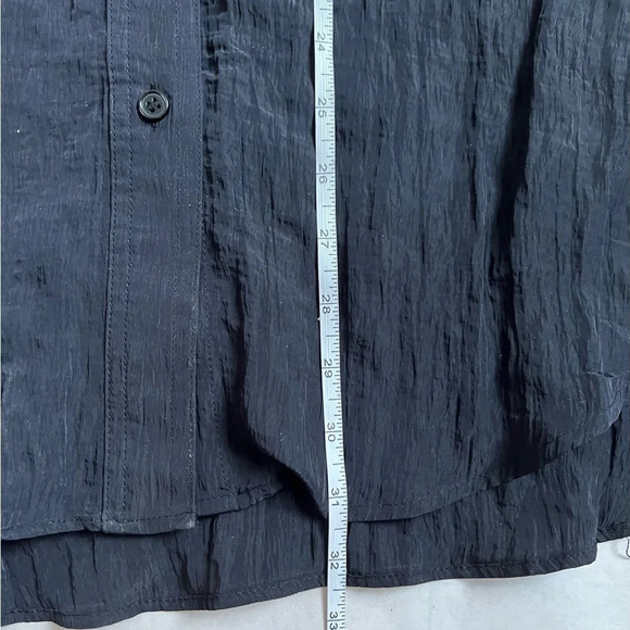 H&M Women Black Crinckle Chiffon Tunic Top Blouse Button Shirt size medium - Picture 6 of 9